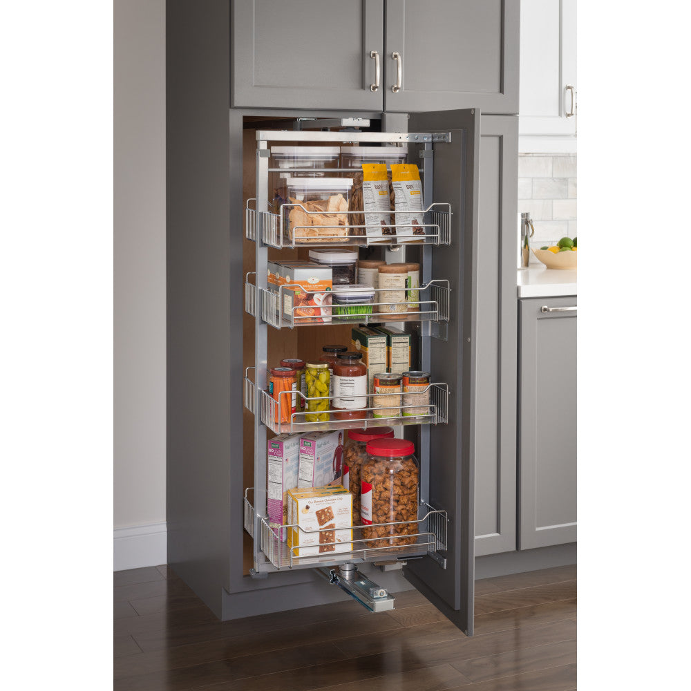 15 Chrome Wire Pantry Pullout with Swingout Feature Rotates Full 90 Degrees