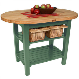 Elliptical C-Table with 1-1/2” Thick Maple Top – Durable, Versatile Kitchen Island with Customizable Storage