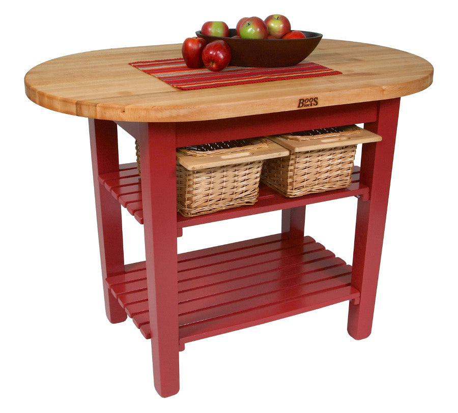 Elliptical C-Table with 1-1/2” Thick Maple Top – Durable, Versatile Kitchen Island with Customizable Storage