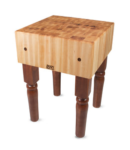 John Boos AB Block Butcher Block Table – 10" Thick, 34" Tall, End Grain Maple in Multiple Sizes & Finishes