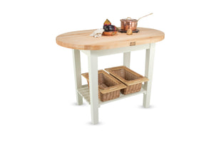 Elliptical C-Table with 1-1/2” Thick Maple Top – Durable, Versatile Kitchen Island with Customizable Storage