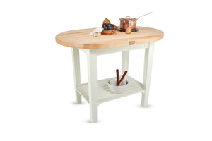 Elliptical C-Table with 1-1/2” Thick Maple Top – Durable, Versatile Kitchen Island with Customizable Storage