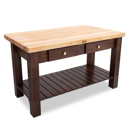 Maple Edge-Grain Butcher Block Kitchen Island