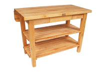 Load image into Gallery viewer, Maple Edge Grain Kitchen Island with Drop Leaf and Shelves