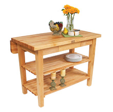 Load image into Gallery viewer, Maple Edge Grain Kitchen Island with Drop Leaf and Shelves