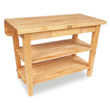 Load image into Gallery viewer, Maple Edge Grain Kitchen Island with Drop Leaf and Shelves