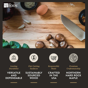 John Boos R-Board 1.5" Thick Reversible Edge Grain Cutting Board with Hand Grips – Multiple Sizes & Wood Species for Kitchen Use