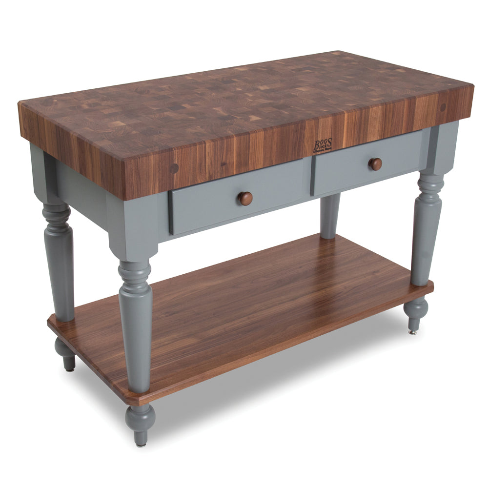 John Boos Walnut Cucina Rustica Table | American Black Walnut, 4-inch Thick Top