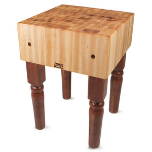 John Boos AB Block Butcher Block Table – 10" Thick, 34" Tall, End Grain Maple in Multiple Sizes & Finishes