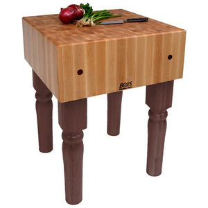 John Boos AB Block Butcher Block Table – 10" Thick, 34" Tall, End Grain Maple in Multiple Sizes & Finishes