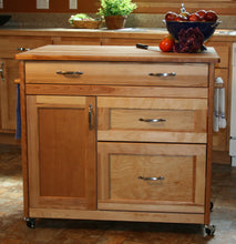 Load image into Gallery viewer, Butcher Block Kitchen Island with Deep Drawers Locking Casters 1521 15218 - Kitchen Furniture Company