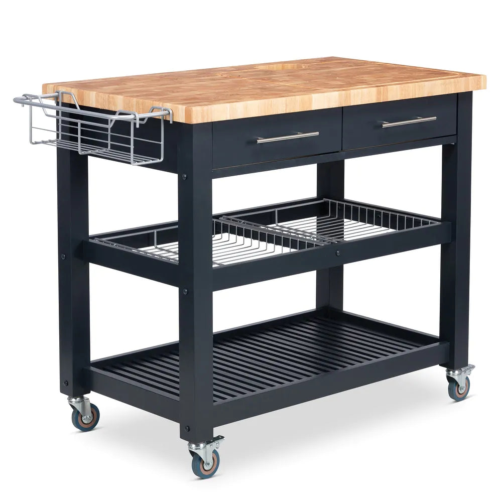 Professional Chef's Workstation All Natural Wood Rolling Cart Butcher –  Kitchen Furniture Company